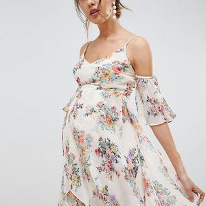ASOS Maternity Floral Flutter Sleeve Maxi Dress